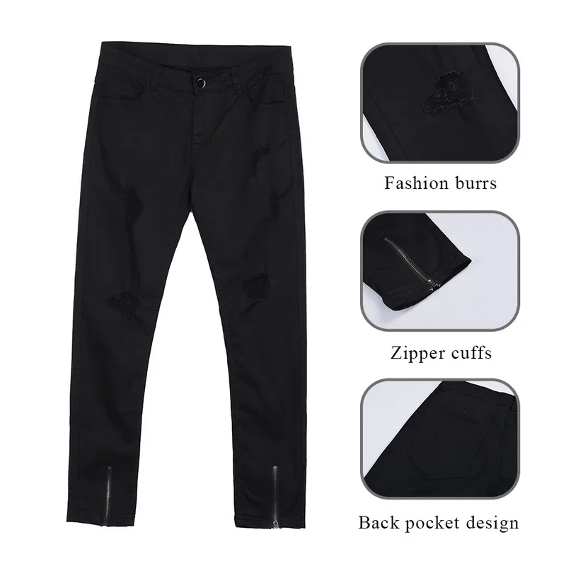 MoneRffi мужские крутые дизайнерские брендовые Черные новые джинсы, обтягивающие рваные Стрейчевые облегающие штаны в стиле хип-хоп с дырками для мужчин