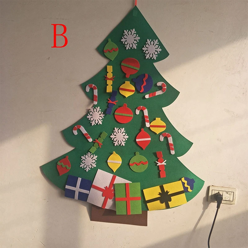 DIY войлочная Рождественская елка новогодние подарки Детские игрушки искусственное дерево настенные подвесные украшения Рождественское украшение для дома - Цвет: B