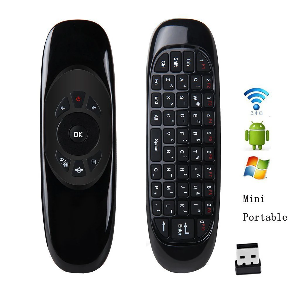 Black ABS Wireless Mini Keyboard Air Mouse for Android TV Box PC