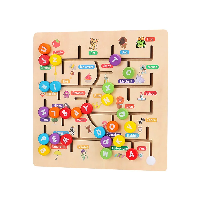 Детский деревянный пазл, игрушки для детей, Ранние развивающие игрушки, изучение букв, пазлы, деревянные пазлы Монтессори - Цвет: Letters