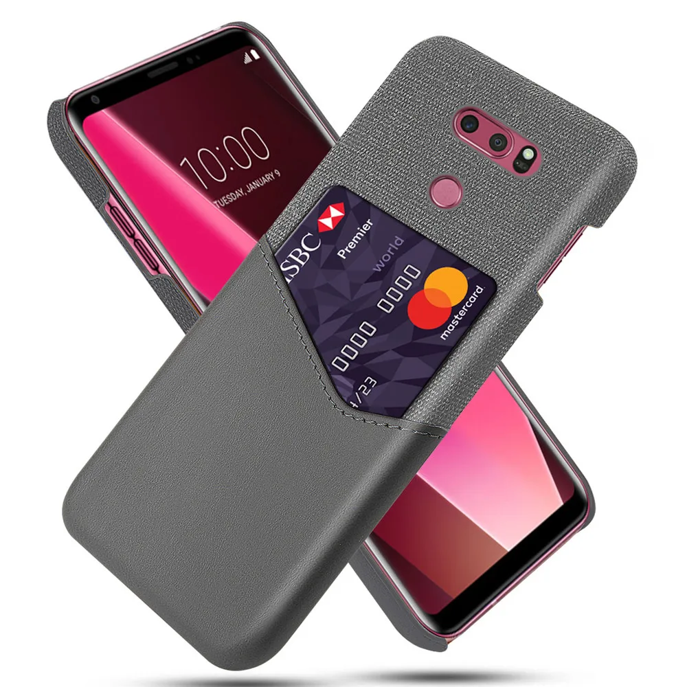 Кожаный держатель для карт чехол для телефона для LG V30 S V50 ThinQ K50 K40 K20 Q60 G8S чехол для телефона для LG Q8 ThinQ Aristo2 Stylo 5 Fundas - Цвет: Case-Gray