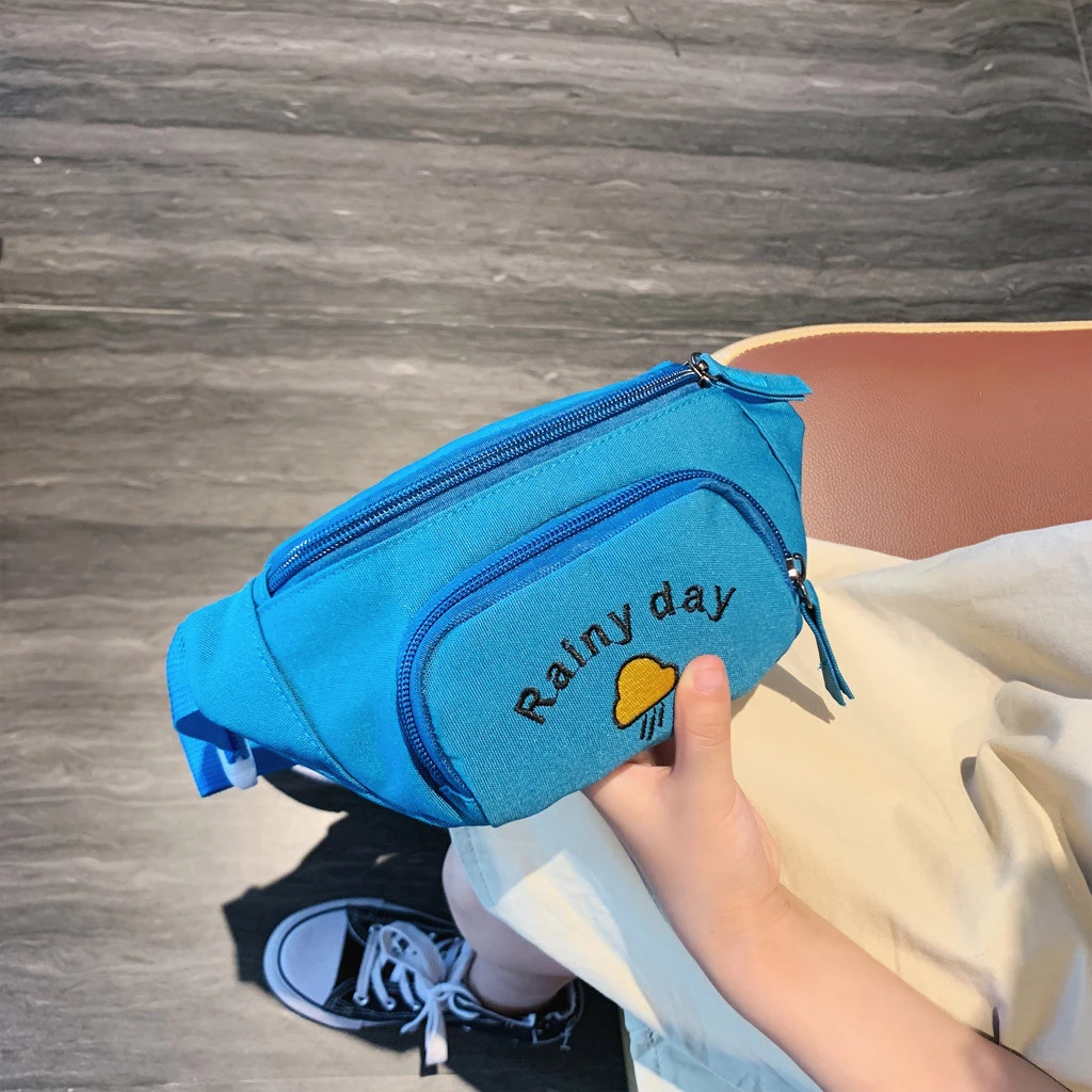 2019 Hot Sale Solid Color Child Joker Crossbody Waist Purse Cartoon Canvas Zipper Chest Bags Pocket Pocket Shoulder Bag 826