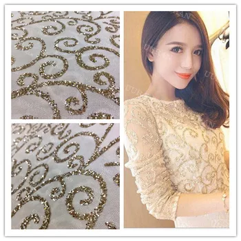 

Tulle Mesh Fabric Glitter Sequins Soft Gauze Cloth DIY Sewing Dress Printed Glued Glitter Net Lace Fabric