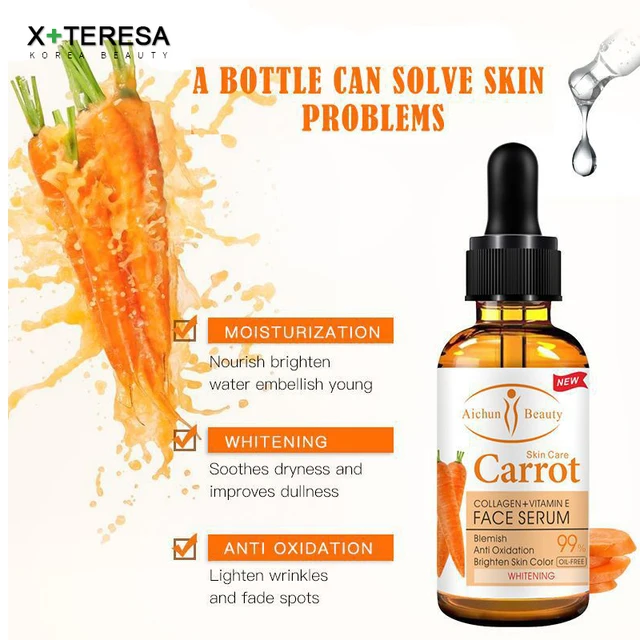 Dark Spot Corrector Whitening Serum Face Bleaching Serum Brighten Blemish Freckle Remover Natural Carrot Essence Korea