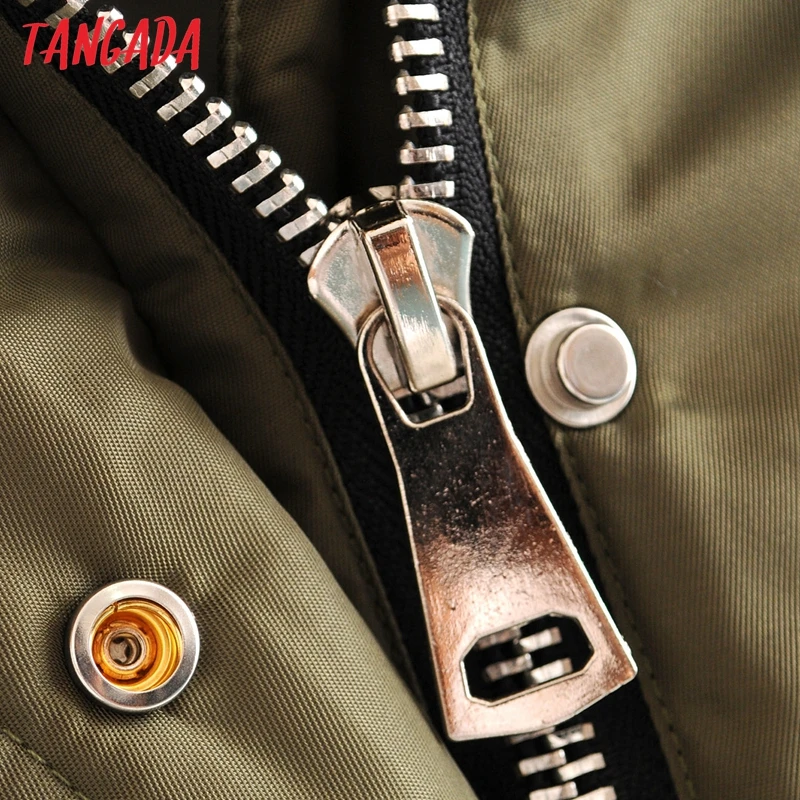 Tangada/ зимние женские парки с капюшоном больших размеров, на молнии, с толстым карманом, женское короткое стильное теплое пальто, повседневная куртка HY01