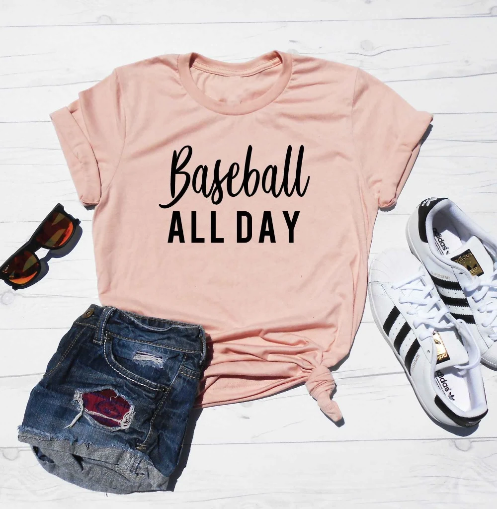 

Baseball All Day Cute Baseball Baseball Tee Unisex Fit Mom Baseball t Shirt slogan women fashion grunge tumblr tees tops- K047