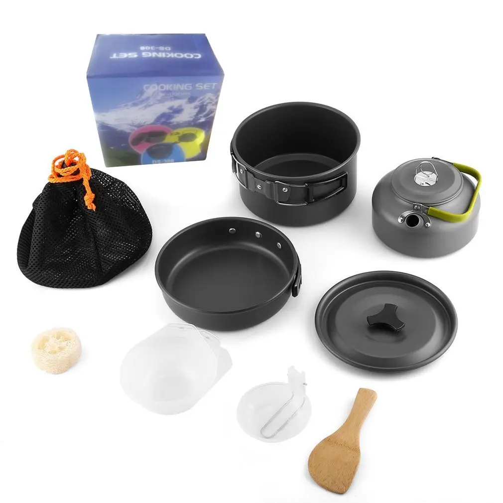 

Foldable Camping Picnic Cookware Mini Pan Kettle Pot Set for 2-3 Individuls Camping Tool Outdoor Cookware Set