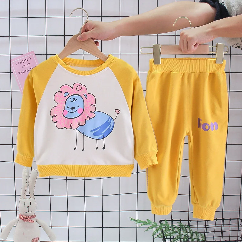 Spring Autumn Boys Costume Sets Kids Sports Suit Children Tracksuit Girls T-shirt Pant Baby Sweatshirt Cartoon Casual Clothes
