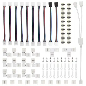 

95pcs LED Strip Connector Corner Connector Kit With 4-pin Connectors Strip Jumpers Strip Clips Shape Solderless Connector
