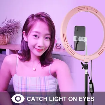 

12 Inch RGB Dimmable LED Ring Photography Light Selfie Fill Light with Cell Phone Clip Selfie Photography Tripod