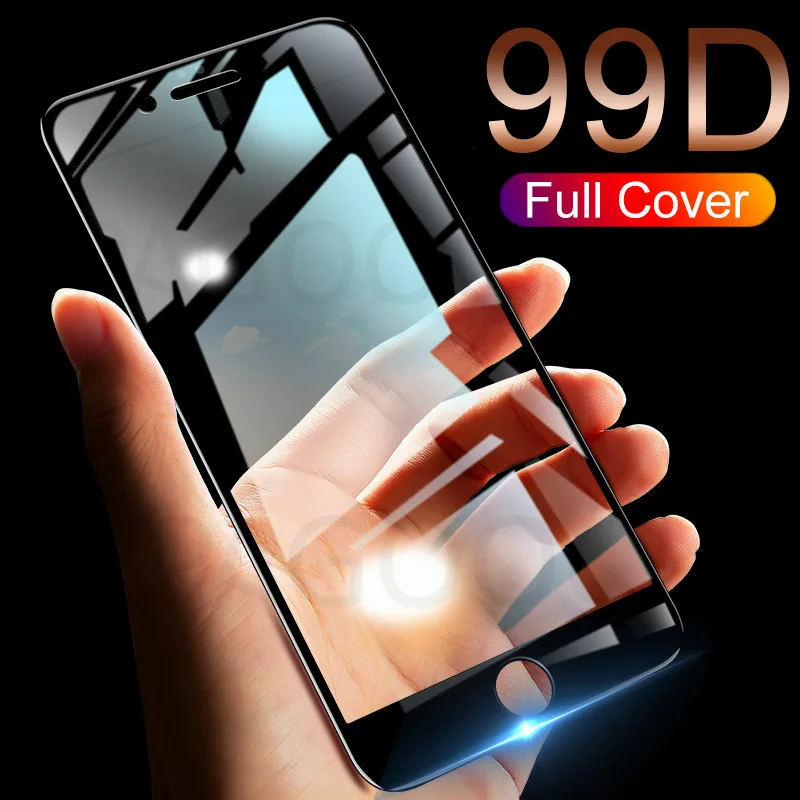 

99D Curved Edge Protective Glass For Apple iPhone 8 7 plus 6 6S Plus Tempered Screen Protector Glass on iphone 7 Protection Film