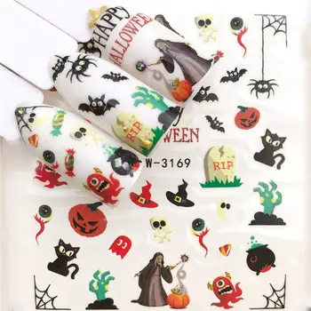 

WUF 2020 New Arrivial Halloween Series Water Decal Animal / Flower 3D Manicure Sticker Nail Water Sticke