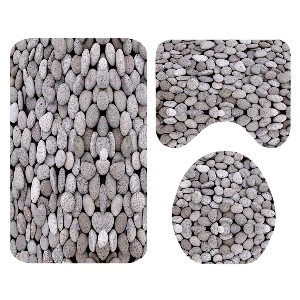 4PCS Non Slip Toilet Polyester Cover Mat Set Bathroom Shower Curtain This Year Hot Bathroom Product Toilet Cover Mat