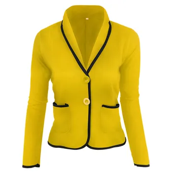 

Preppy Style Slim Ladies Blazer Autumn Casual Long Sleeve V-neck Button Pocket Female Crop Top Elegant Women Coat Plus Size 6XL