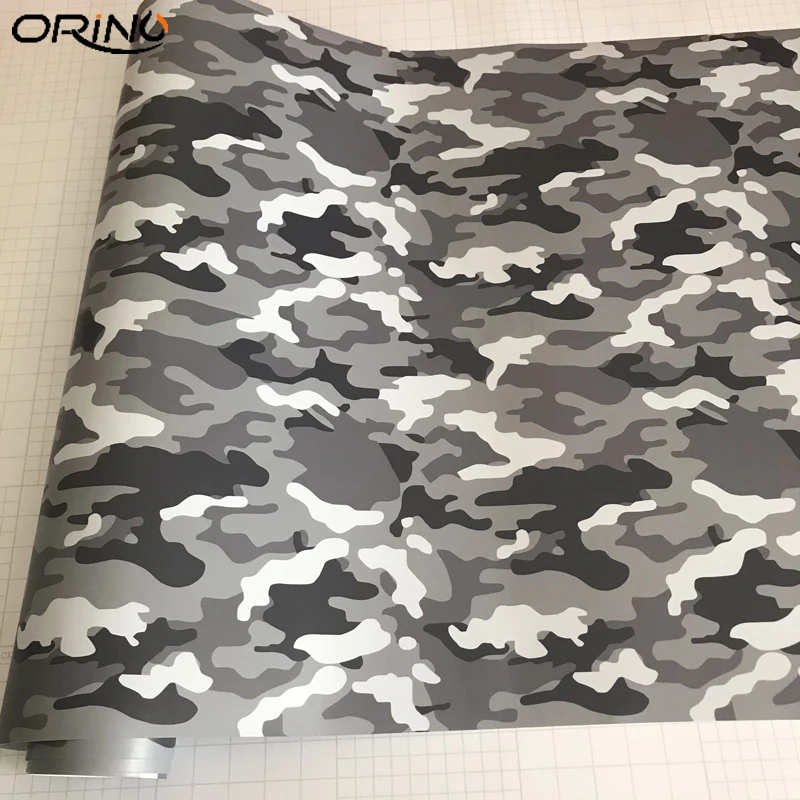 Black Grey White Camo Vinyl Film Wrap-5