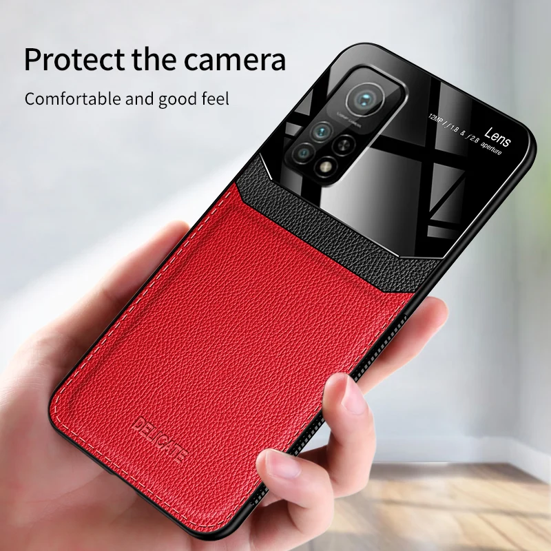 

KEYSION Fashion Phone Case for Xiaomi Mi 10T Mi 10T Pro Leather Glass Shockproof Phone Back Cover for Xiaom Mi 10T Lite