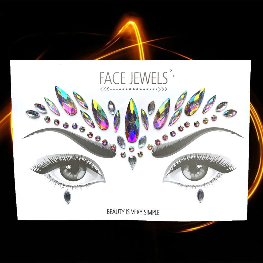 DIY Flash Crystal Eye стикер Бохо драгоценные камни для лица украшения акриловая смола дрель макияж инструменты боди-арт для шоу сценическая паста - Цвет: HV01