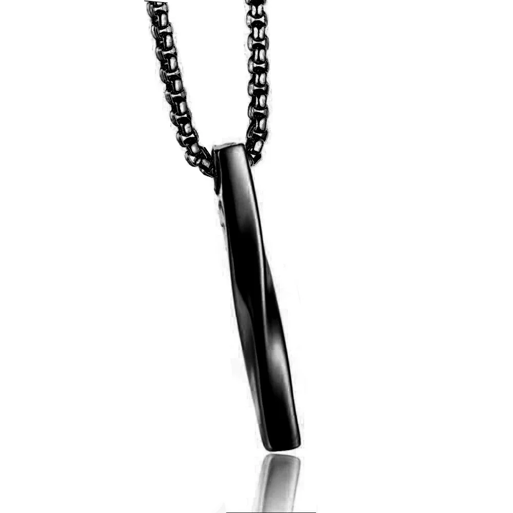 2021 New Silver Color Men Spiral Necklace Stainless Steel Rectangle Minimalist Simple Personality Hip Hop Ins Men's pendant boys |