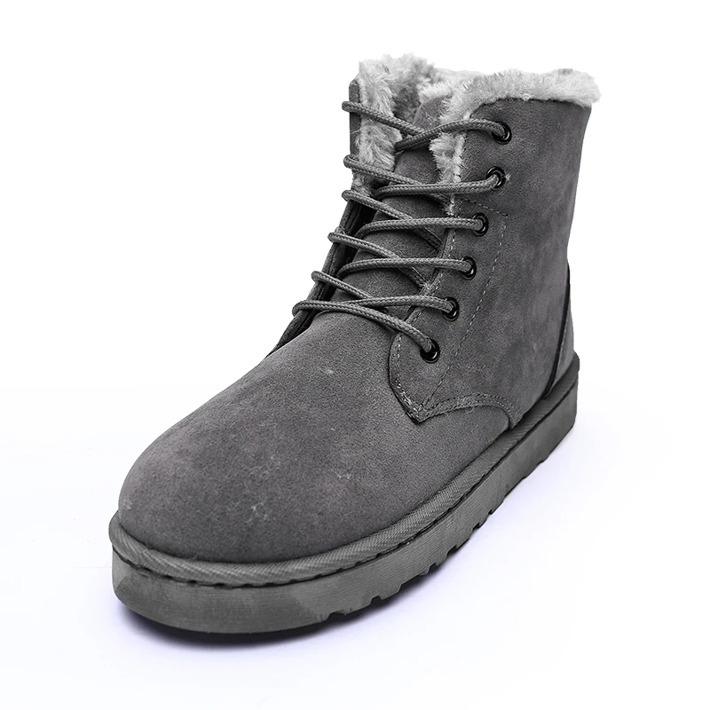 2021 Winter New Korean Version Plus Velvet Warm Snow Boots Men Short Tube Cotton Boots Lace-up Boots Cotton Shoes