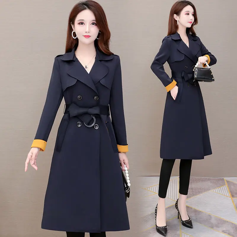 

Women windbreaker long over the knee ladies high-end high-grade 2023all-match autumn clothes new foreign style jacket Lady L119