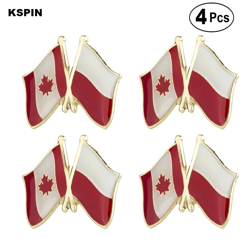 Canada &amp Poland Friendship Flag Pin Lapel Badge Brooch Icons 4pcs | Дом и сад