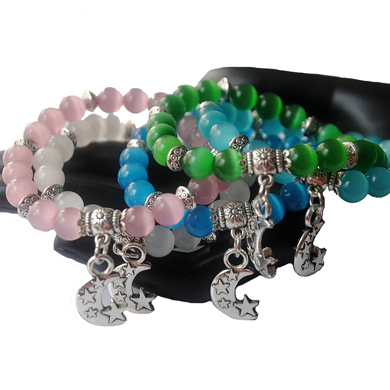 Новинка летние браслеты и обручи с бусинами из 5 искусственных опалов 8 мм