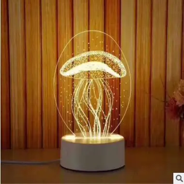 New resin children's bedroom multi-function lamp jellyfish owl night light fashion 3D LED table lamp - Испускаемый цвет: Jellyfish