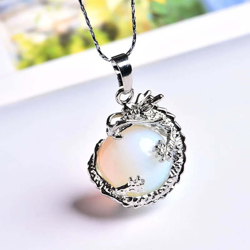 Opal 1 шт., натуральный кристалл, минеральный орнамент, драконий жемчуг, пара, подвеска-хранитель, модная подвеска, ожерелье, сделай сам, подарок, ювелирное изделие - Цвет: Opal
