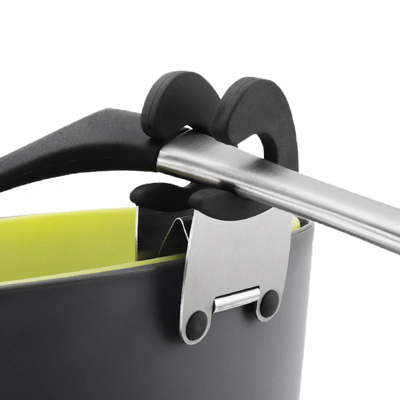 Stainless Steel Pot Clip Scoop Clamp Tongs Holder for Pan Spoon Spatula Rack