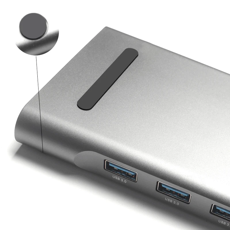 Многофункциональный usb-концентратор 11 в 1, алюминиевый адаптер type C с 3 портами Usb 3,0, аудиопорт 3,5 мм, порты Sd/Mmc/Tf Micro-Sd, Gigabit