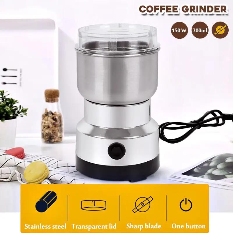 Warmtoo Electric Coffee Bean Grinder 300ml Blenders For Home Kitchen Office Stainless Steel 150W 220V Portable Home Office Use Warmtoo Electric Coffee Bean Grinder 300ml Blenders For Home Kitchen Office Stainless Steel 150W 220V Portable Home Office Use