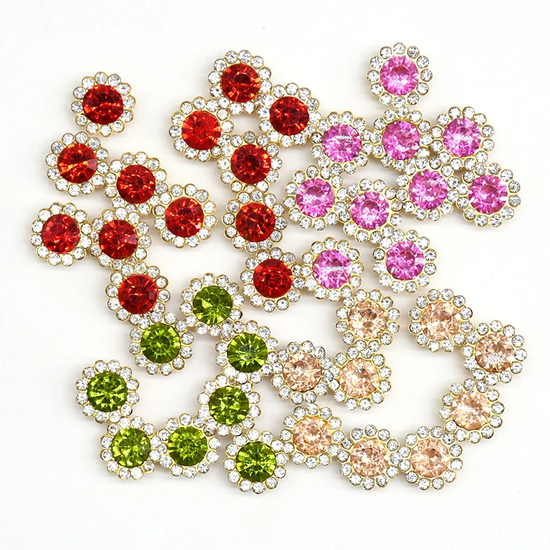 100 Claw Cup Glass Rhinestones Strass Shiny Crystals Stones Trim Gold Base Sew on Rhinestones For Clothes DIY Sewing Accessories