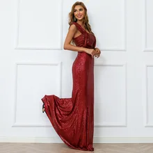 

Square Collar Long Cocktail Party Women Elegant Dresses High Waist Slim Sequins Maxi Evening Dress Banquet Night Party Vestidos