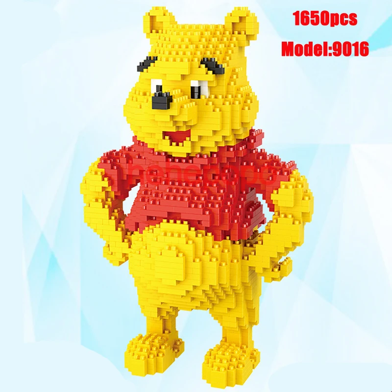 

HC 1650pcs 9016 Blocks Euro Anime Little Bear Vigny Doll Building Blocks Anime Toys Auction Model Toys Compatible Diamond Block
