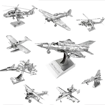 

Aircraft Fighter Helicopter DIY 3D Metal Puzzles Air Force Model Kits Laser Cut Jigsaw Adults Kids Educational Collection Toys