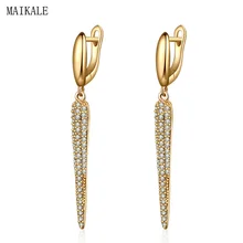 MAIKALE, новые модные длинные серьги с кубическим цирконием для женщин, циркониевые золотые серебряные серьги, серьга геометрической формы, корейские ювелирные изделия, подарки
