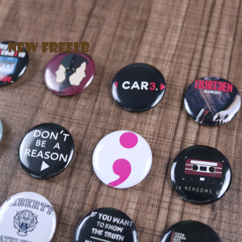 FREELB 12 шт./компл. 1 дюйм 13 причины, по которым Мерч Pin кнопки Броши ТВ показывает сезон на возраст 1, 2, 3, для визиток аксессуары свет для любителей