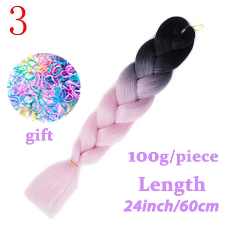 Hair Braid Synthetic Hair Extensions Jumbo False Braid Ombre Braiding Hair Pink Grey Blue Color Kanekalon - Цвет: T1B/33