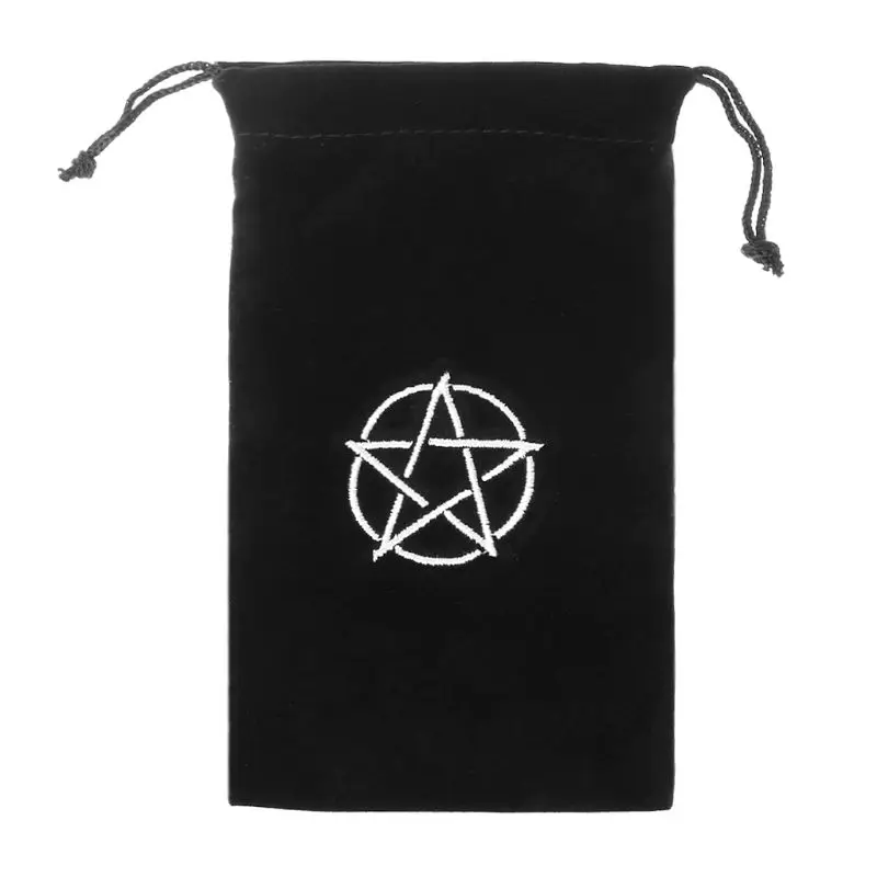 Velvet Pentagram Tarot Storage Bag Board Game Card Embroidery Drawstring Package G8TD