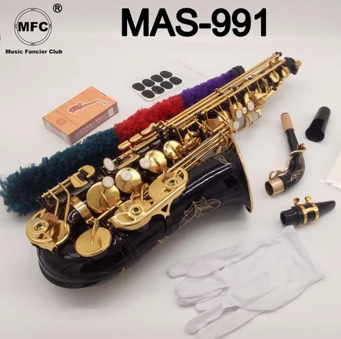 Музыкальный Fancier-клуб альт-саксофон MAS-991 черный лак с Чехол Саксофон альт Лигатура мундштука тростник шеи музыкальный инструмент - Цвет: Светло-серый