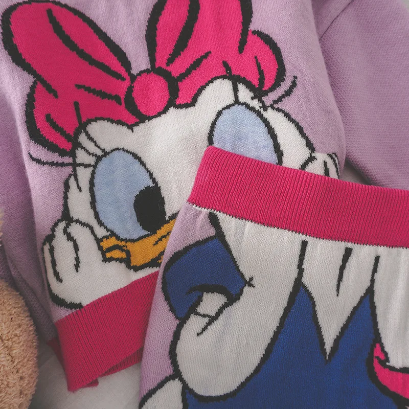 Toodler Kids Girls Clothing Sets Knitted Cartoon Kids Duck Sweet Kids Clothings