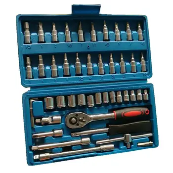 

46-Piece Sleeve Set Small Fly Ratchet Wheel Quick Wrench Mechanic Repair Auto Repair Combination Tool 1/4''