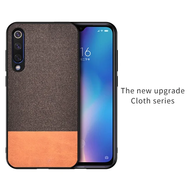 Роскошный тканевый тряпичный чехол для Xiaomi CC9e CC 9 Чехол Мягкий ТПУ чехол жесткий PC кожаный чехол для Xiaomi miCC9 CC 9e Fundas Shell - Цвет: Коричневый