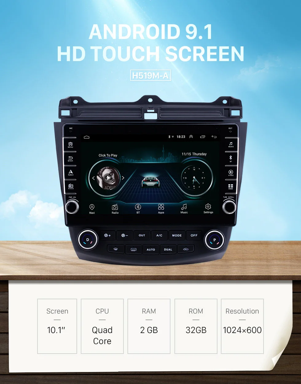 Harfey Android 9,1 10,1 дюймов HD сенсорный автомобильный радиоприемник для Honda Accord 7 2003-2007 gps Bluetooth головное устройство Автомобильный мультимедийный плеер