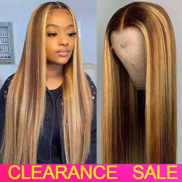 32 30 Inch Straight Lace Front Wig Highlight Wig Human Hair Colored Ombre Lace Front Human Hair Wigs T part HD Lace Frontal Wig