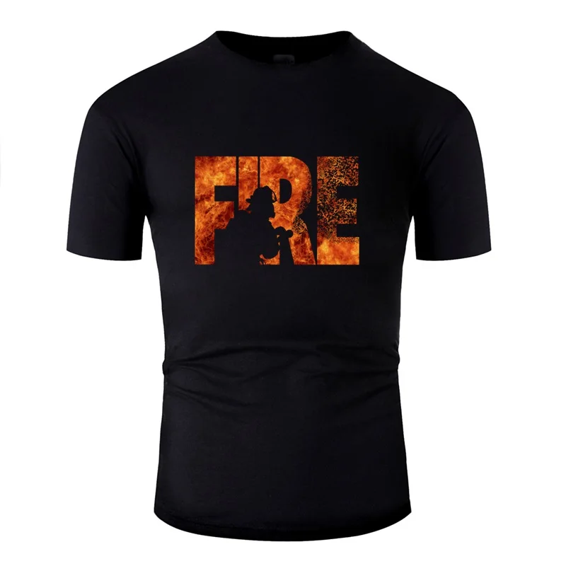 Personality Tshirt For Mens 100% Cotton Fitness Firefighter Tshirts Round Neck Clothing Plus Size S-5xl Hip Hop | Мужская одежда