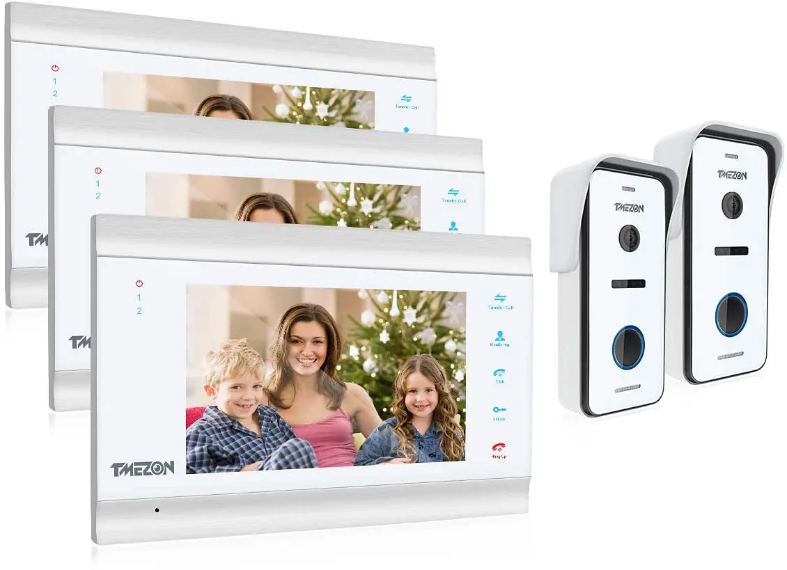 video intercom indoor station TMEZON video door intercom doorbell intercom system, 1080P 7 inch 1 monitor 1 camera touch button, night vision door video intercom Door Intercom Systems