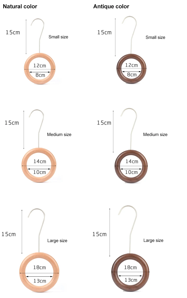 Display Solid Wood Ring Scarf Hanger Multifunction Non-Slip Hangers for Scarves Ties Towels Bedroom Storage Hook Rack Organizer