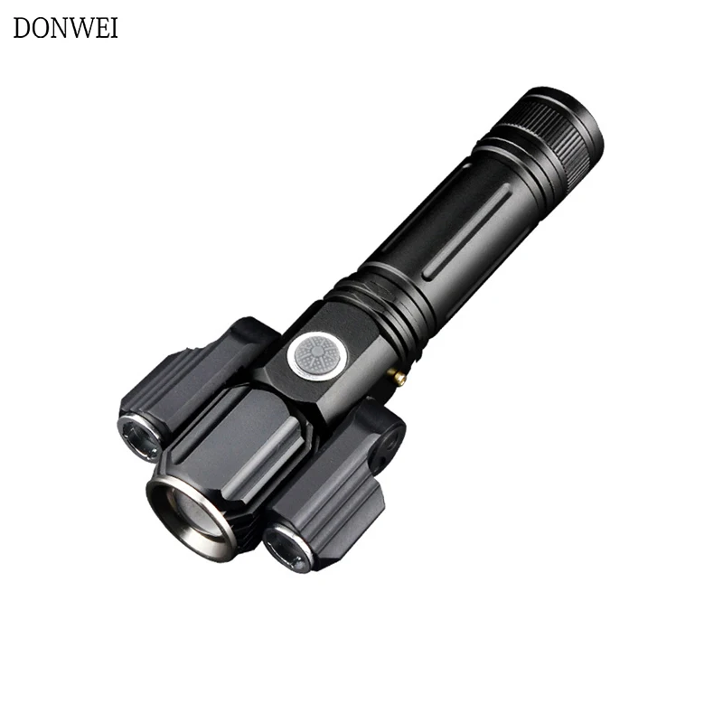 

Powerful Portable 20W LED Flashlight Torch Rechargeable LED Work Light Three lamp head Adjustable Flashlight Night Riding light
