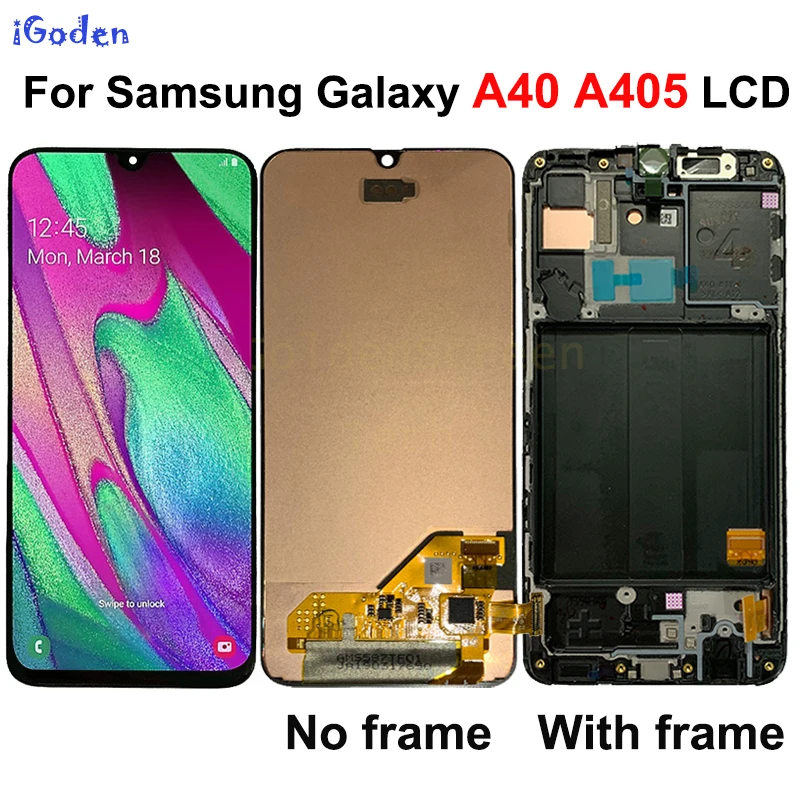 Super AMOLED для samsung A40 lcd A405 lcd A40 lcd дисплей для samsung A40 A405 lcd кодирующий преобразователь сенсорного экрана в сборе Замена